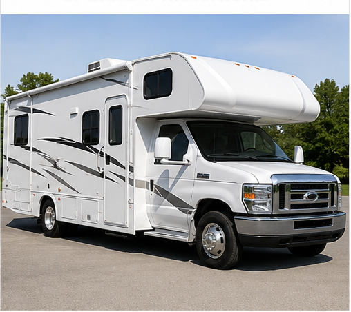 Illustration of a Class C motorhome RV.
